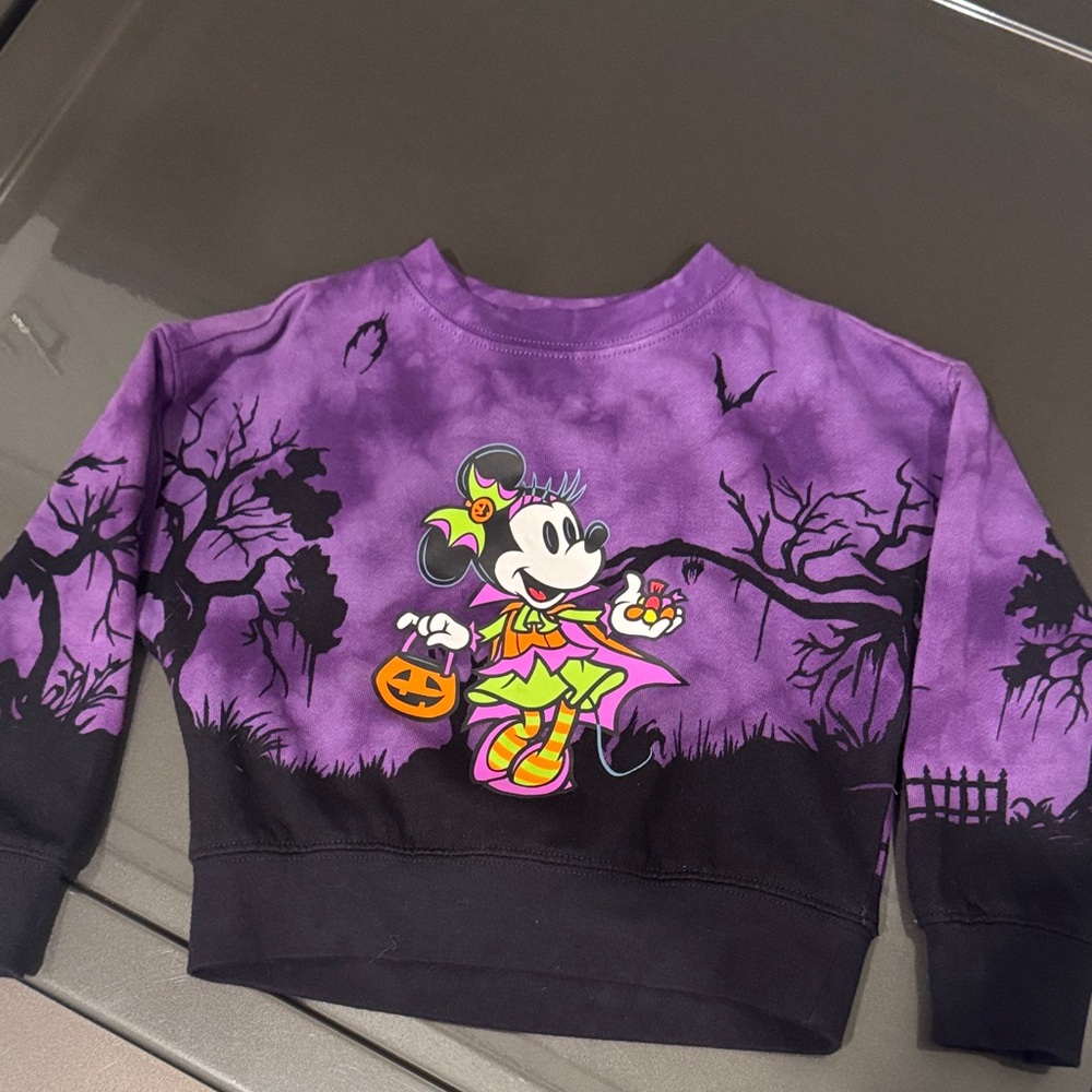 Disney Purple and Black Minnie Mouse Halloween Sweatshirt